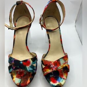 Kelly & Katie Multicolor Funky  Boho Strappy Heels sandals size 7 1/2